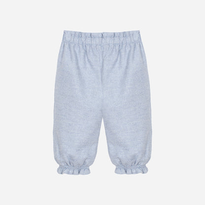 Woven Melange Blue Floral Pants Set