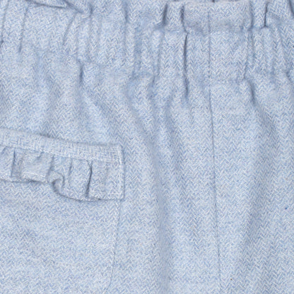 Woven Melange Blue Floral Pants Set