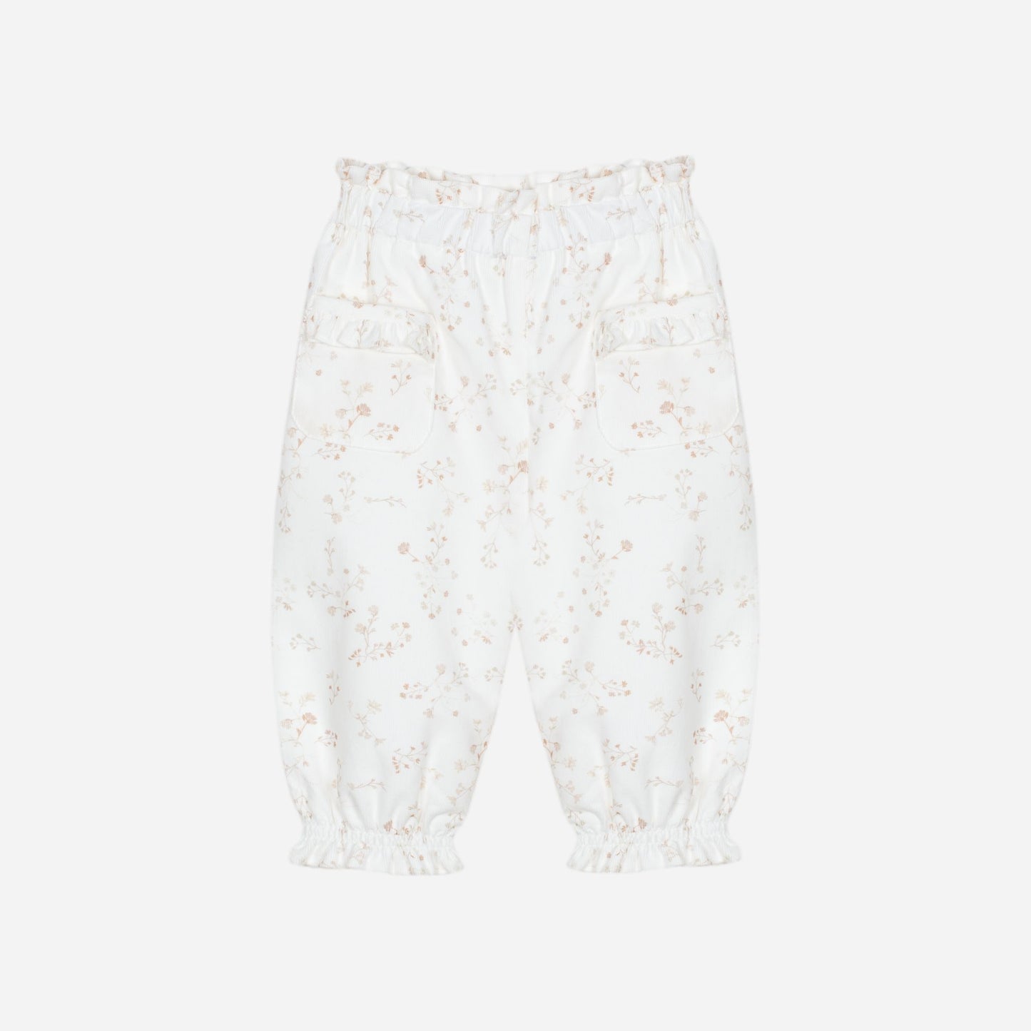 Beige Flowers Girls Pants Set