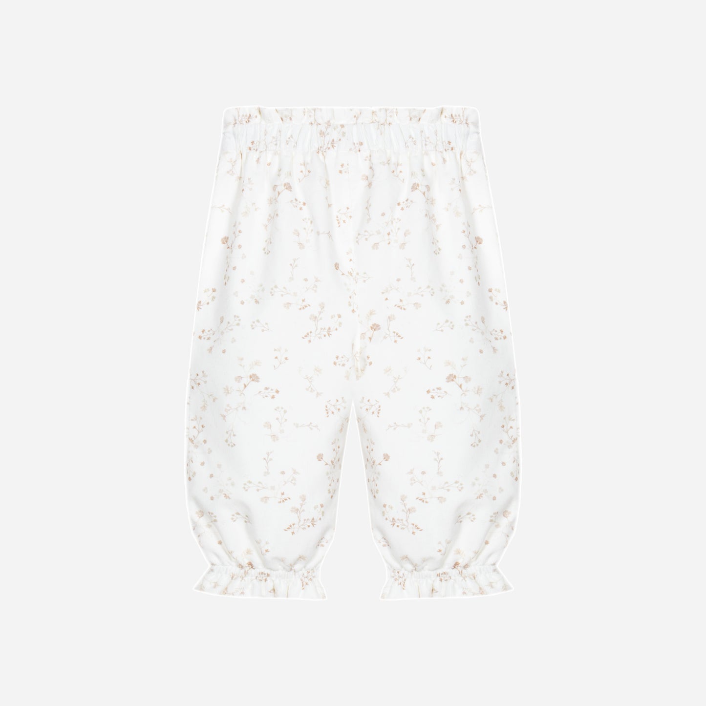 Beige Flowers Girls Pants Set