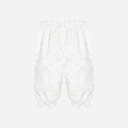 Beige Flowers Girls Pants Set