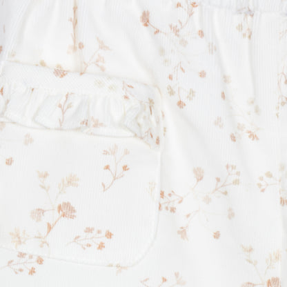 Beige Flowers Girls Pants Set