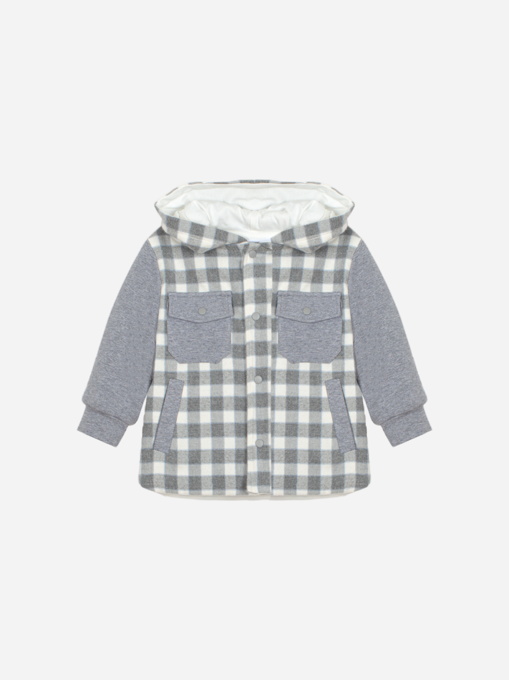 Grey and Ecru Check Overshirt