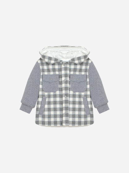 Grey and Ecru Check Overshirt