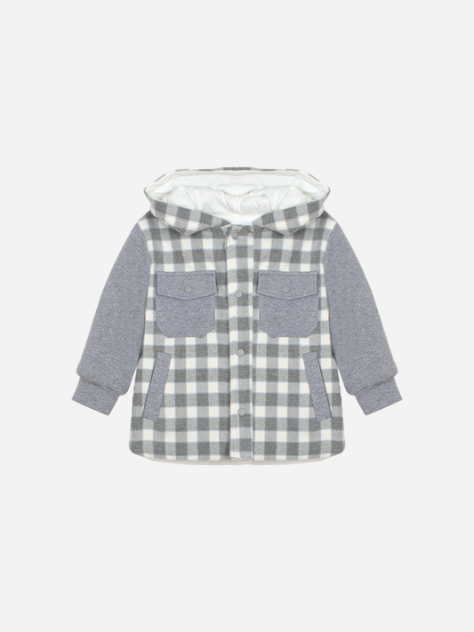 Grey and Ecru Check Overshirt
