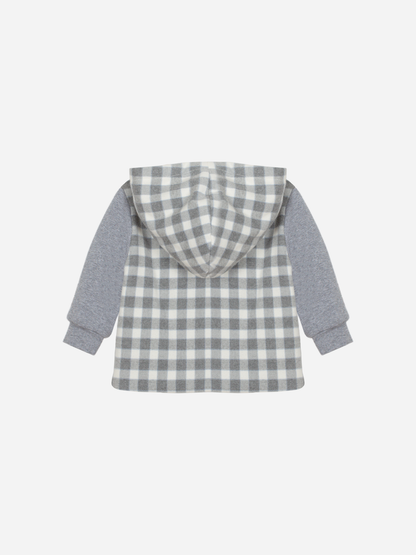 Grey and Ecru Check Overshirt