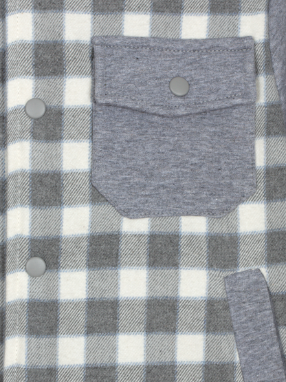 Grey and Ecru Check Overshirt