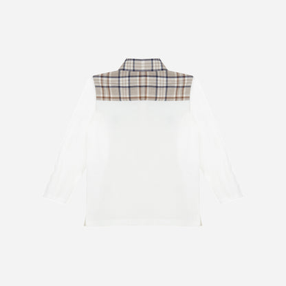 Ecru Beige Plaid Polo and Beige Pants