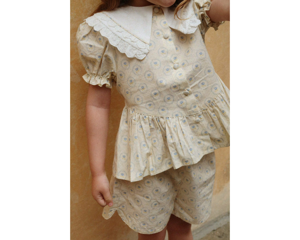 Coeur Collar Shorts Set - Ciel Mirage