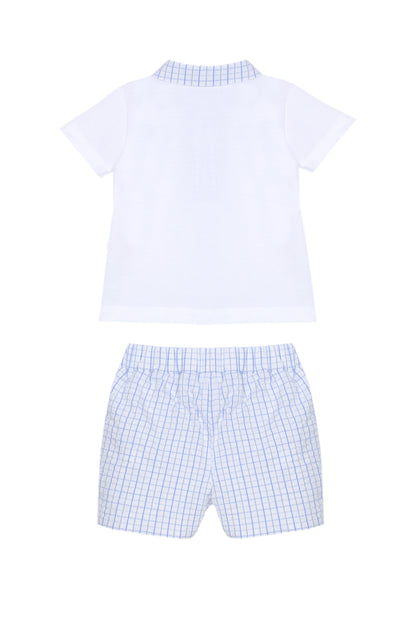 Boy Checkered Shorts Polo Set