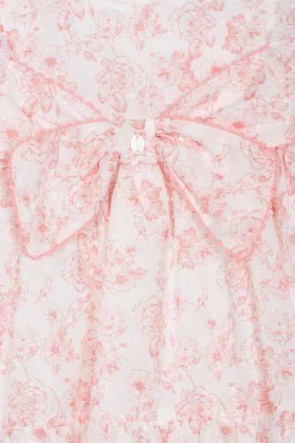 Pink Flores Bow Dress