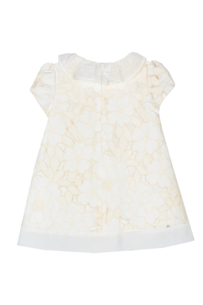 Elegant Beige Floral Embroidered Dress