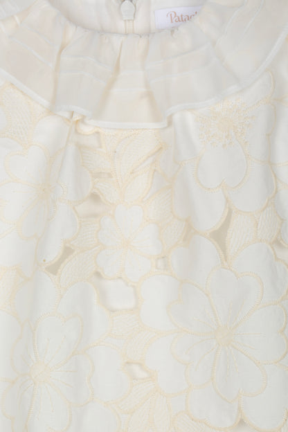 Elegant Beige Floral Embroidered Dress