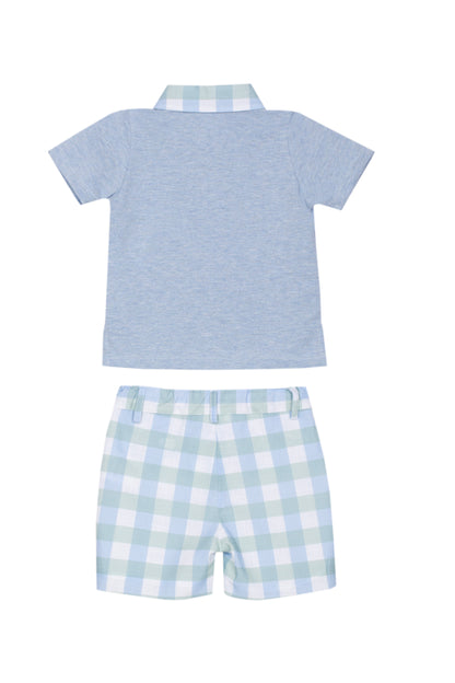 Green Checkered Shorts Set