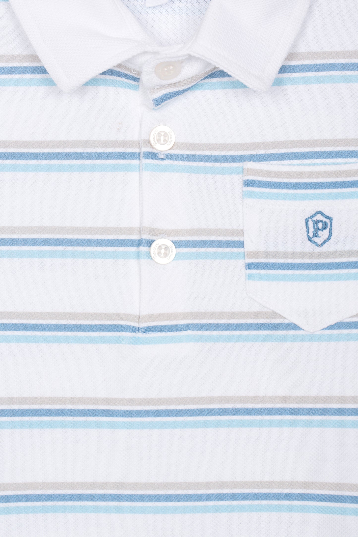 Blue Striped Shorts Polo Set