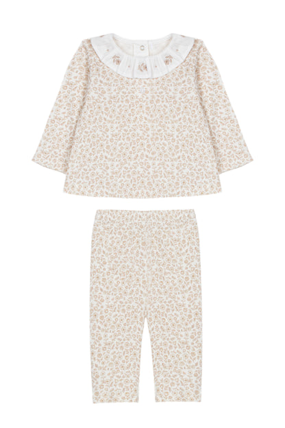 Beige Set with Floral Print