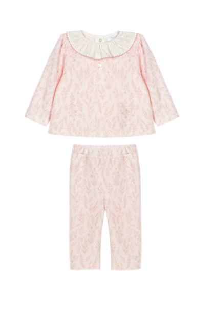 Pink Set with Velour Floral Print