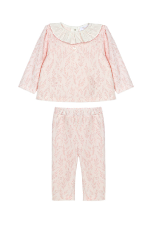 Pink Set with Velour Floral Print