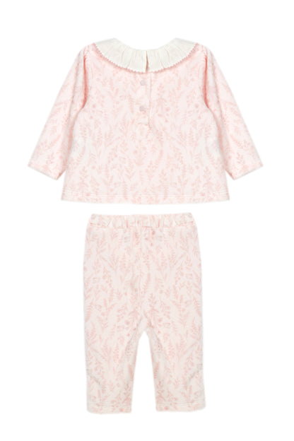 Pink Set with Velour Floral Print