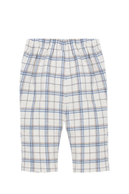 Ecru Cardigan with Checkered Pants Set