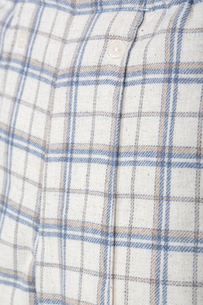 Ecru Cardigan with Checkered Pants Set