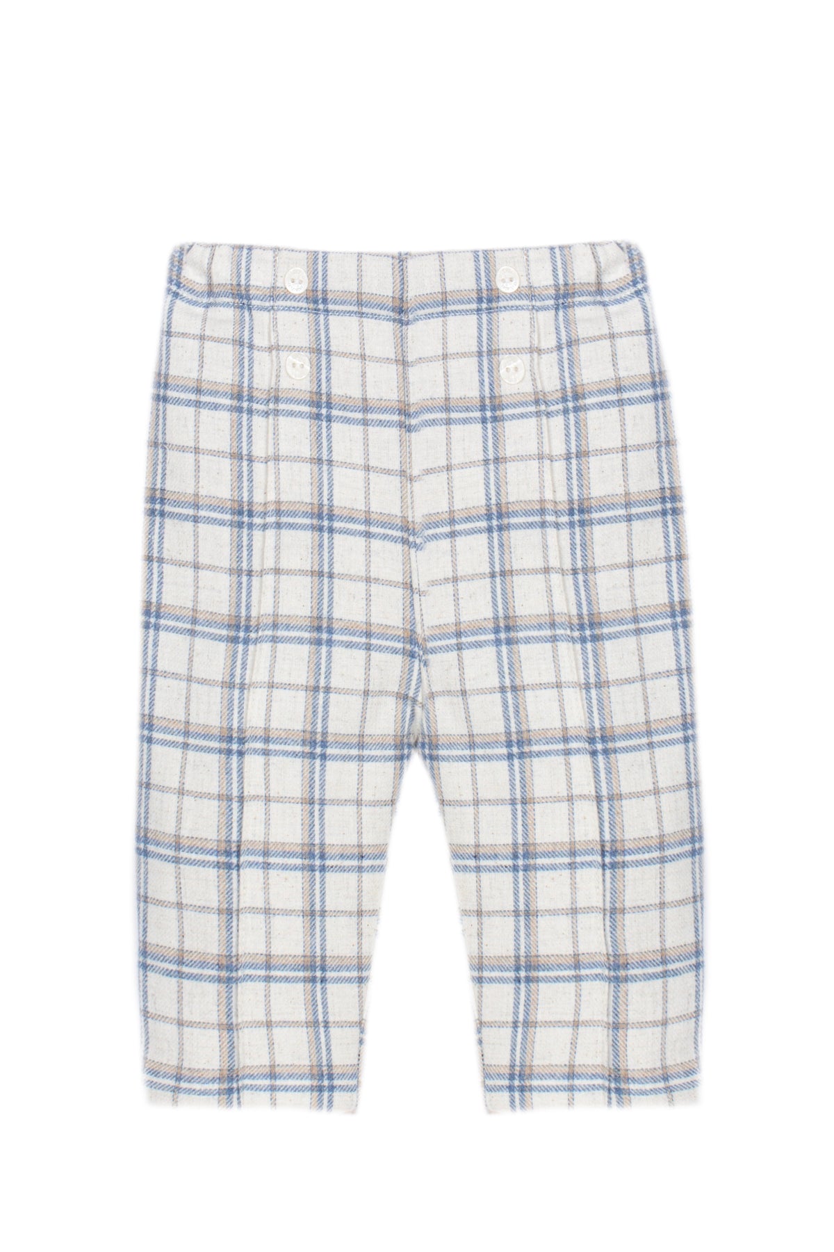 Ecru Cardigan with Checkered Pants Set