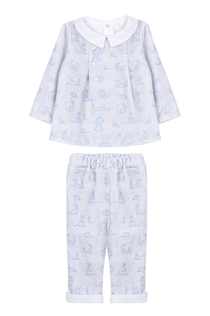 Blue Bunny Velour Printed Set