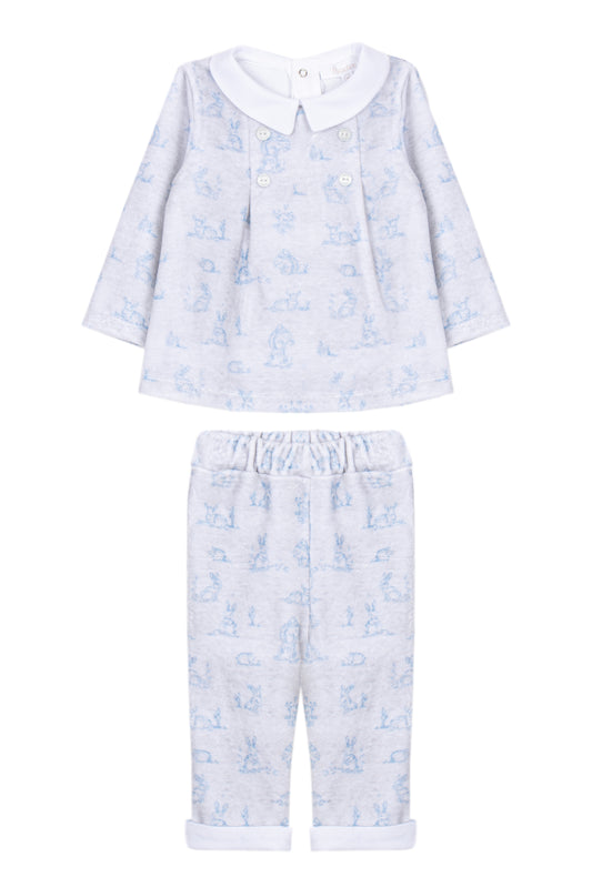 Blue Bunny Velour Printed Set