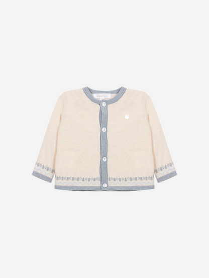 Ecru Cardigan with Checkered Pants Set