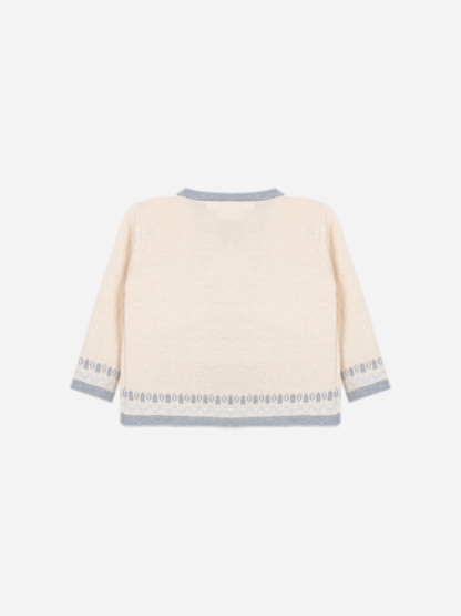 Ecru Cardigan with Checkered Pants Set
