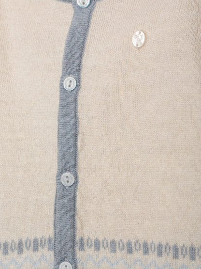 Ecru Cardigan with Checkered Pants Set