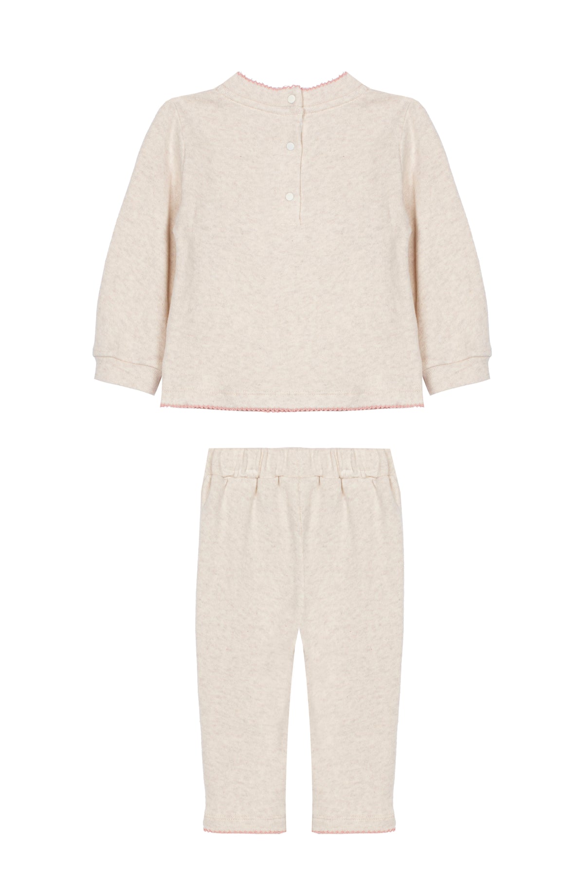 Beige Set with Floral Embroidery