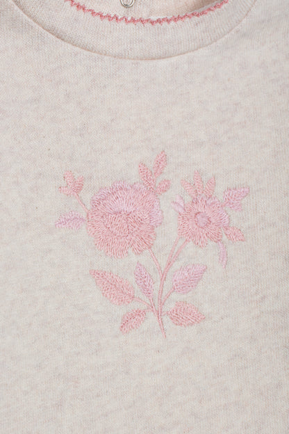 Beige Set with Floral Embroidery