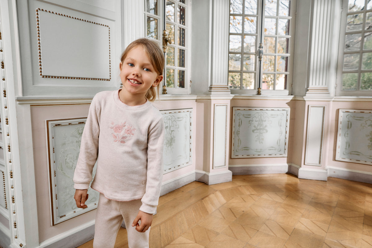 Beige Set with Floral Embroidery