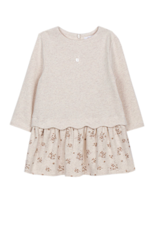 Beige Melange Velour Dress