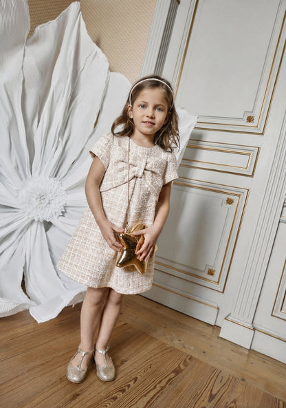 Sparkly Tweed Dress with Bow