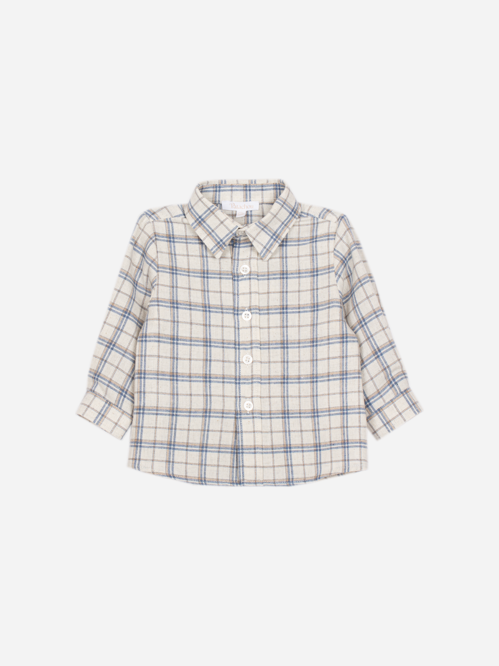 Blue Beige Flannel Pants Set
