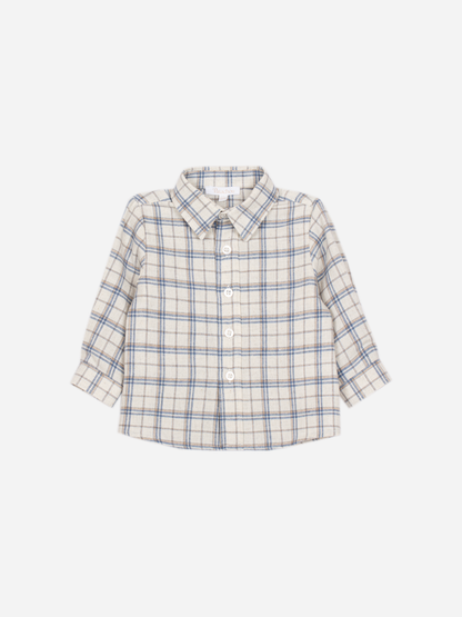 Blue Beige Flannel Pants Set