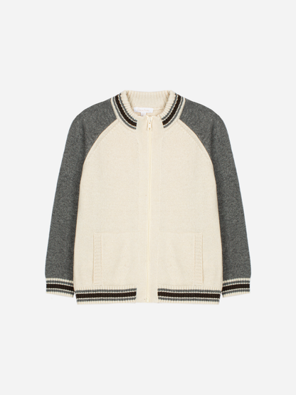 Off White Knit Sweater wth Zipper