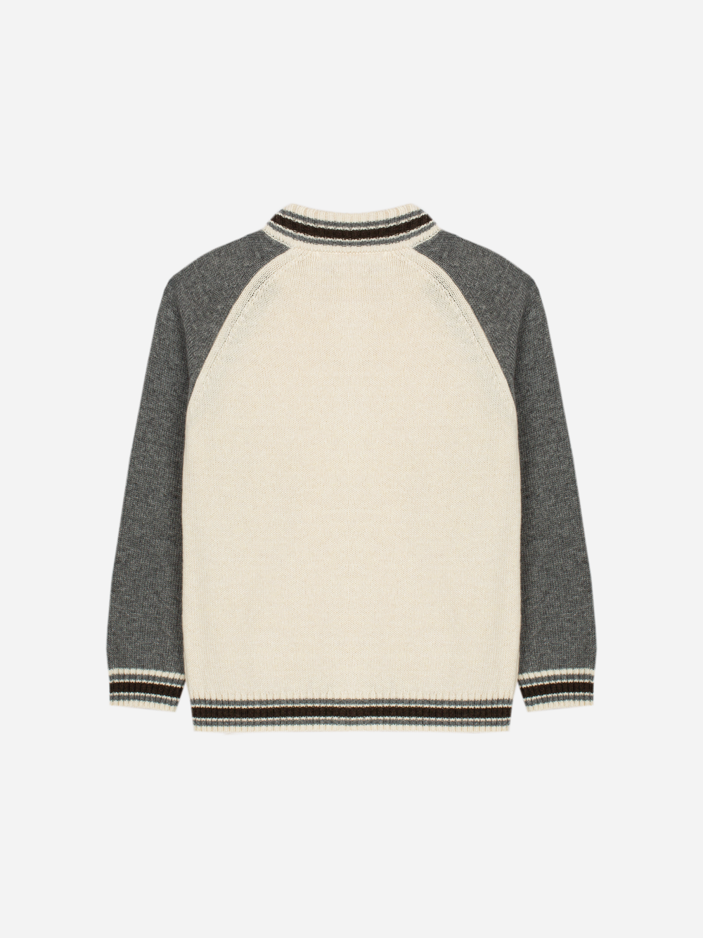 Off White Knit Sweater wth Zipper
