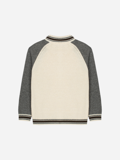 Off White Knit Sweater wth Zipper