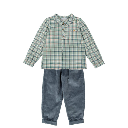Ribera Plaid Corduroy Pants Set