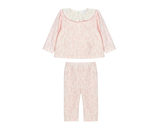 Pink Set with Velour Floral Print