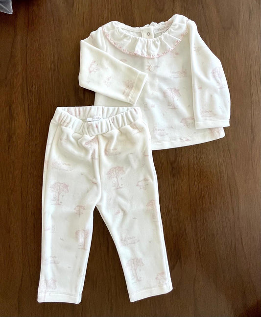 Knit Sweet Toile de Jouy  Velour Baby Set