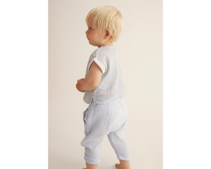 Soft Gauze Baby Pants Set - Blue