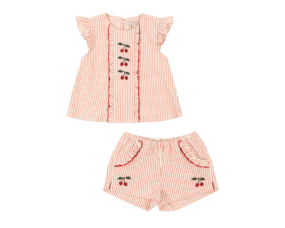 Ellie Frill Shorts Set - Amour Stripes