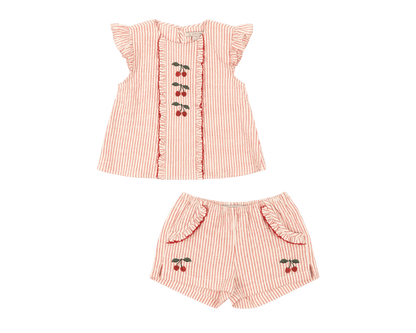 Ellie Frill Shorts Set - Amour Stripes