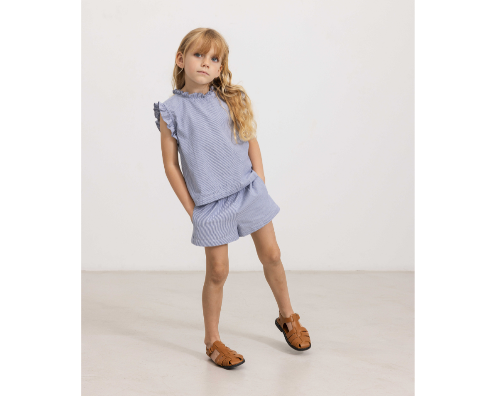 Tira and Pala Navy Stripe Shorts Set