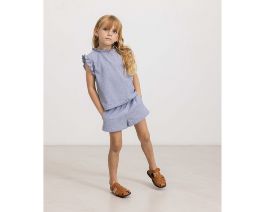 Tira and Pala Navy Stripe Shorts Set