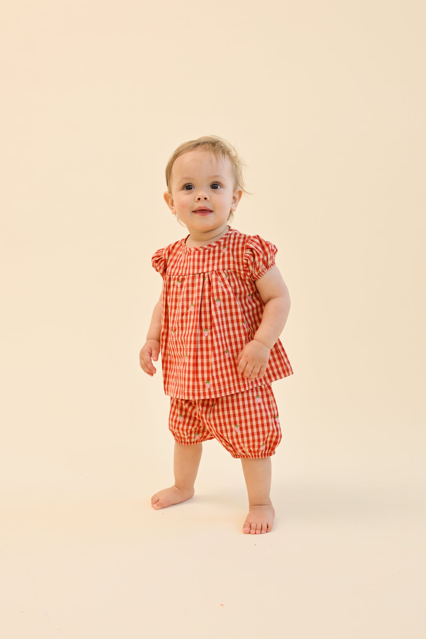 Molly Pineberry Baby Set - Berry Gingham